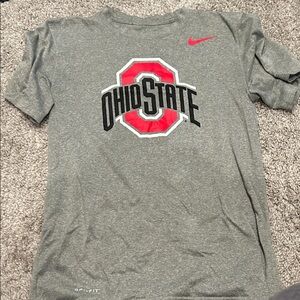 Nike Gray Ohio State Tee with Red Logo